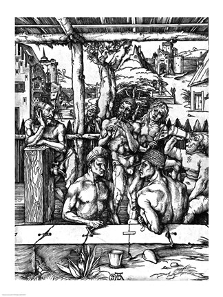 Framed Men&#39;s Bath, c.1498 Print