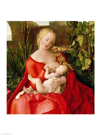 Framed Virgin and Child &#39;Madonna with the Iris&#39;, 1508 - red dress Print