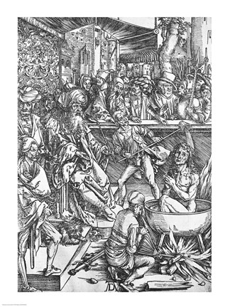 Framed Scene from the Apocalypse, The martyrdom of St. John the Evangelist Print