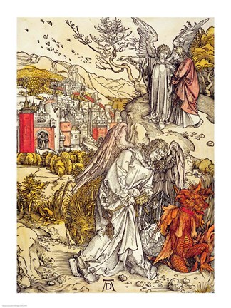 Framed Angel with the Key of the Abyss, 1498 Print