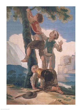 Framed Boys Climbing a Tree Print