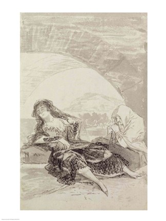 Framed Maja and Celestina under an arch Print