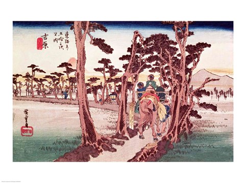 Framed Fuji from Yoshiwara Print