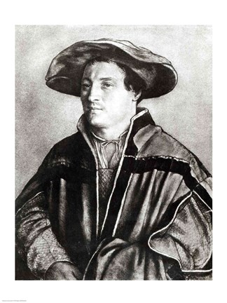 Framed Portrait of a man with a red hat, c.1530 Print