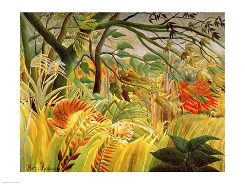 Framed Tiger in a Tropical Storm Print