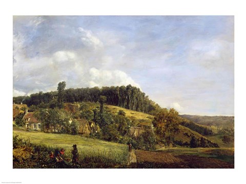 Framed Forest Glade near a Village, 1833 Print