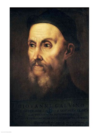 Framed Portrait of John Calvin Print
