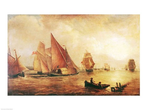 Framed Estuary of the Thames and the Medway Print