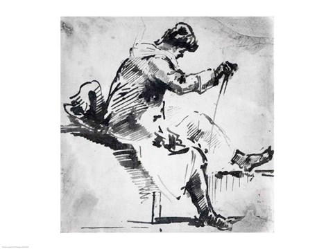 Framed Seated man Print