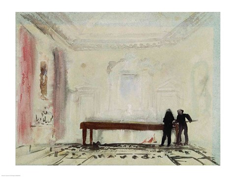 Framed Billiard players at Petworth House, 1830 Print