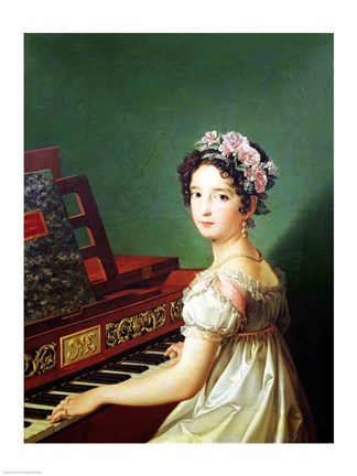 Framed Artist&#39;s Daughter at the Clavichord Print