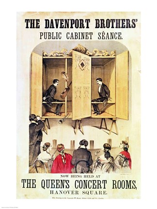 Framed Poster advertising a psychic performance by the Davenport Brothers, 1865 Print