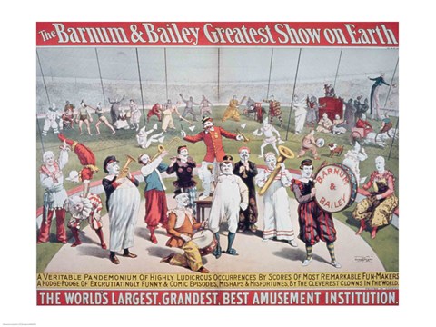 Framed Poster advertising the Barnum and Bailey Greatest Show on Earth Print
