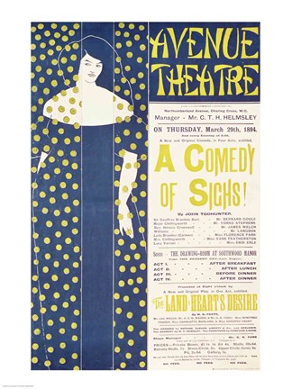 Framed Poster advertising 'A Comedy of Sighs' Print