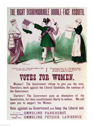 Framed Women&#39;s Suffrage Poster The Right Dishonourable Double-Face Asquith Print