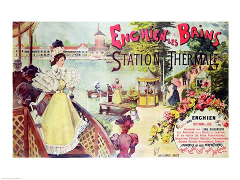 Framed Poster advertising the spa resort of Enghien-les-Bains, France Print