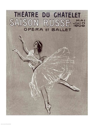 Framed Poster for the &#39;Saison Russe&#39; at the Theatre du Chatelet, 1909 Print