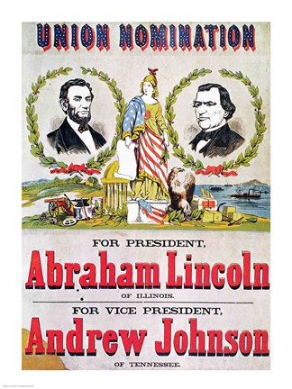 Framed Electoral campaign poster for the Union nomination with Abraham Lincoln Print