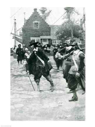 Framed Arrival of Stuyvesant in New Amsterdam, illustration from &#39;Colonies and Nation&#39; Print