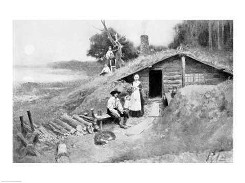 Framed Pennsylvania Cave-Dwelling, illustration from &#39;Colonies and Nation&#39; Print