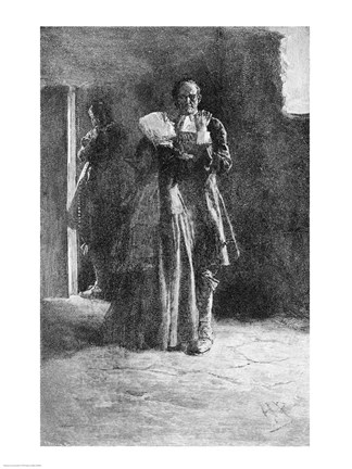 Framed Giles Corey in Prison Print