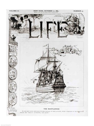 Framed Mayflower, front cover from &#39;Life&#39; magazine, 11th October, 1883 Print