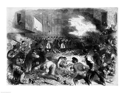 Framed Sixth Regiment of the Massachusetts Volunteers Firing into the Mob on Pratt Street Print