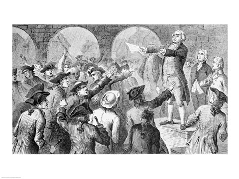 Framed John Lamb speaking at the Sons of Liberty Meeting at New York City Hall Concerning the Landing of British Tea in New York Print