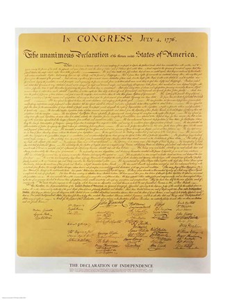 Framed Declaration of Independence of the 13 United States of America of 1776 Print