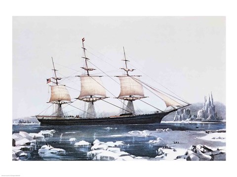 Framed Clipper Ship Red Jacket in the ice off Cape Horn on her passage from Australia to Liverpool Print