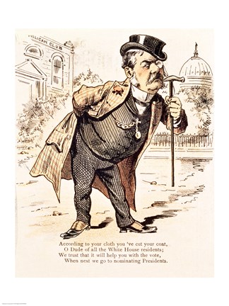 Framed Caricature of Chester Alan Arthur, c.1883 Print