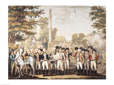 Framed British Surrendering to General Washington after their Defeat at Yorktown Print