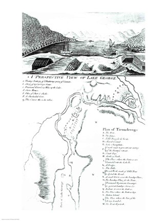 Framed Perspective View of Lake George and a Plan of Ticonderoga Print