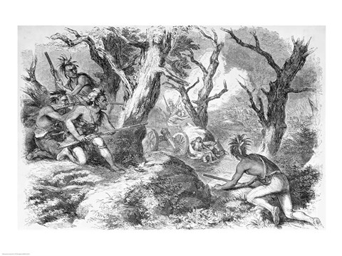 Framed Defeat of General Braddock, in the French and Indian War, in Virginia Print