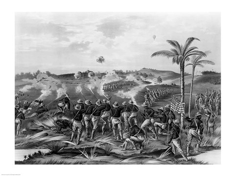 Framed &#39;How the Day was Won&#39;, Charge of the Tenth Cavalry Regiment at San Juan Hill, Santiago, Cuba Print