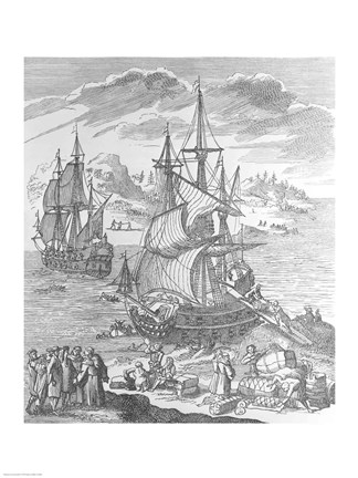 Framed La Salle&#39;s Landing in Texas Print