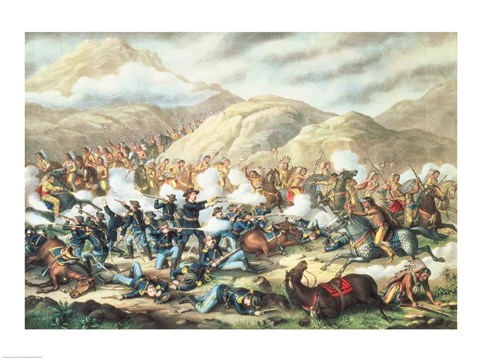 Framed Battle of Little Big Horn, June 25th 1876 Print