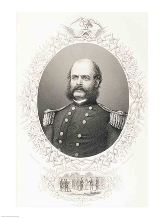 Framed Major General Ambrose Everett Burnside Print