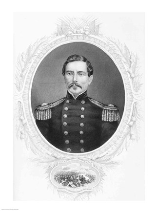 Framed General Pierre Gustave Toutant Beauregard Print