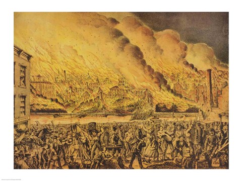 Framed View of the Great Fire of Chicago, 9th October 1871 Print
