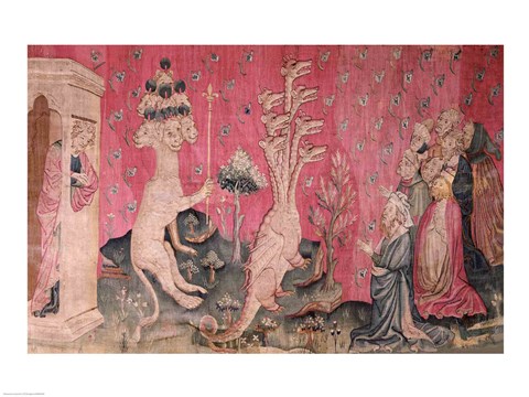 Framed seven-headed beast from the sea receiving the homage of men Print