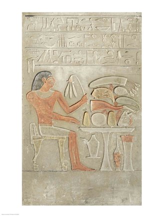 Framed Stela depicting the deceased before an offering table Print