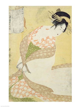 Framed Courtesan Kneeling Print