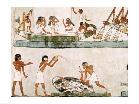 Framed Sacrifice and purification of a bull, and a sailing ritual, from the Tomb of Menna Print
