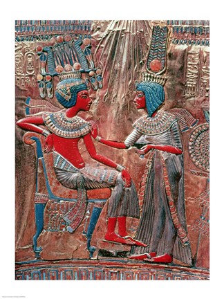 Framed back of the throne of Tutankhamun Print