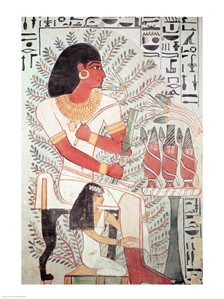 Framed Sennefer seated with his wife, Meryt, from the Tomb of Sennefer Print