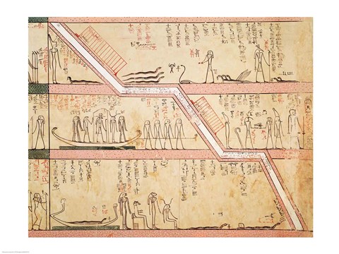 Framed Descent of the sarcophagus into the tomb, from the Tomb of Tuthmosis III Print