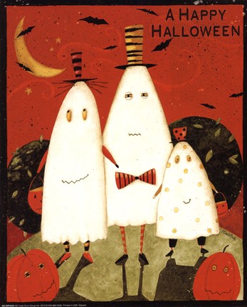 Framed Happy Halloween Ghosts Print