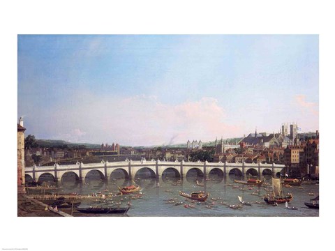 Framed Westminster Bridge from the North with Lambeth Palace in distance Print