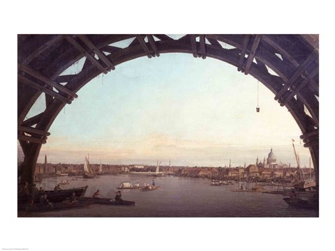 Framed London seen through an arch of Westminster Bridge Print